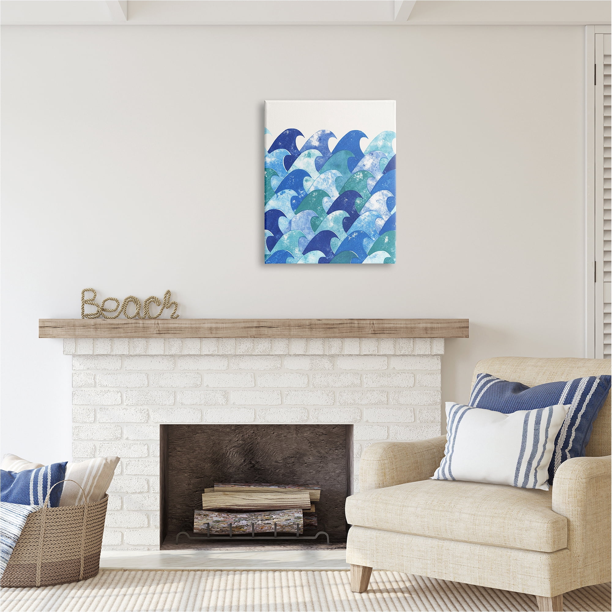 Stupell Industries Abstract Sea Waves Abstract Painting Gallery Wrapped Canvas Art Print Wall Art, 24 x 30