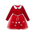 thumbnail image 2 of Aislor Kids Girls Long Sleeves Velvet Splice Mesh Tutu Skirt Pageant Christmas Santa Cosplay Party Dress, 2 of 7
