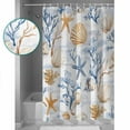 thumbnail image 3 of 72x78 Inch Shower Curtain Coastal Ocean Bathroom Decor Waterproof Fabric Bathtub Bath Curtains Decorative Coral Starfish Shell Abstract Conch Blue Extra Long Shower Curtain Set with Hooks, 3 of 6
