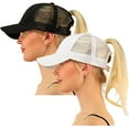 thumbnail image 1 of LAICAIW Ponytail Baseball Cap Messy High Bun Adjustable Mesh Trucker Sun Hat for Women, 1 of 5