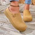 thumbnail image 5 of Abomasnow Womens Flock Metal‑Button Decor Round Toe Slip‑On Backless Clog Mule Casual Shoes, 5 of 9
