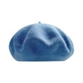 thumbnail image 2 of Women's Wool Beret Hat, French Style Solid Color Packable Beret Cap, Classic Crushable Winter Artist Hat for Women, Casual Fashion Outfits-Blue, 2 of 9