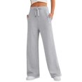 thumbnail image 4 of BKQCNKM Sweatpants Women Wide Leg Pants Woman Palazzo Pants for Women Fall Casual Loose Wide Leg Sports High Waisted Pants Casual Pants for Women Gray L, 4 of 4