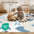 thumbnail image 4 of ODIKA 4'x6' White Blue Blossom Elegance for Modern Washable Area Rug Chic Floral Design with Serene Accents Pet Friendly, Non-Shedding for Bedroom, Reading Nook, 4 of 7