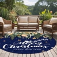 thumbnail image 4 of Large Round Rug 8Ft Washable Non-Slip, Navy Blue Christmas Circle Area Rugs for Living Room Bedroom, Xmas Botanical Ball Bell Indoor Floor Mats Carpet Runner for Home Decor, 4 of 8