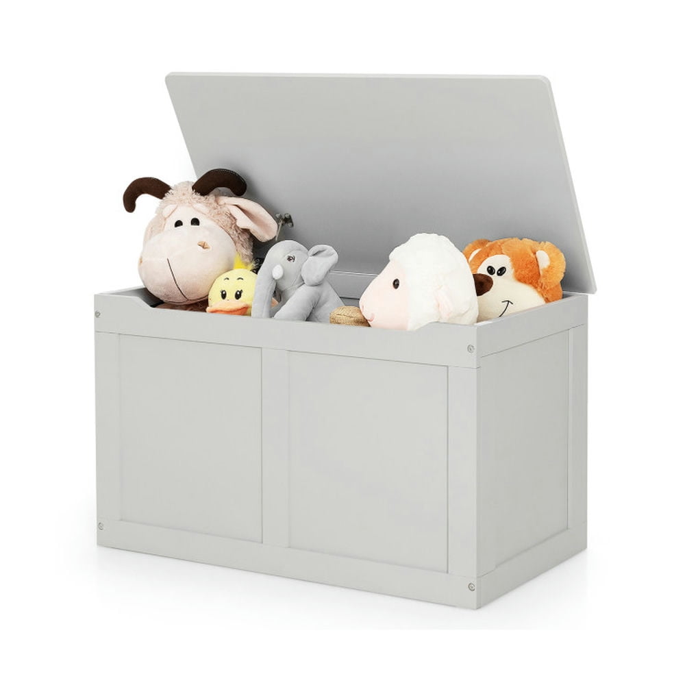 YYAo Storage Chest, Toy Chest Toy Box,Safety Hinge Wooden Chest Organizer Toy Storage Box-Gray