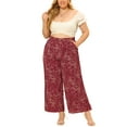 thumbnail image 2 of Agnes Orinda Women's Plus Size High Waist Wide Leg Floral Spring Summer Palazzo Pants 1X Red, 2 of 7