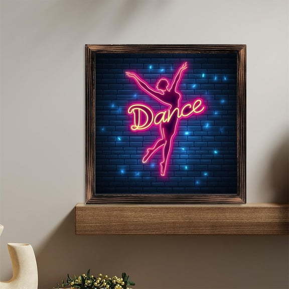 Dance Neon Sign Art Wooden Sign Wall Plaque - Vintage Art Decoration, Wall Decoration - Ideal Gift For Home Decoration, Living Room, Bathroom, Bedroom, Garden, Dining, Bar, Cafe, Festival Party Dec