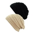 thumbnail image 1 of Bonnet Tricoté pour Femmes (Lot de 2), Noir/beige, 1 of 1