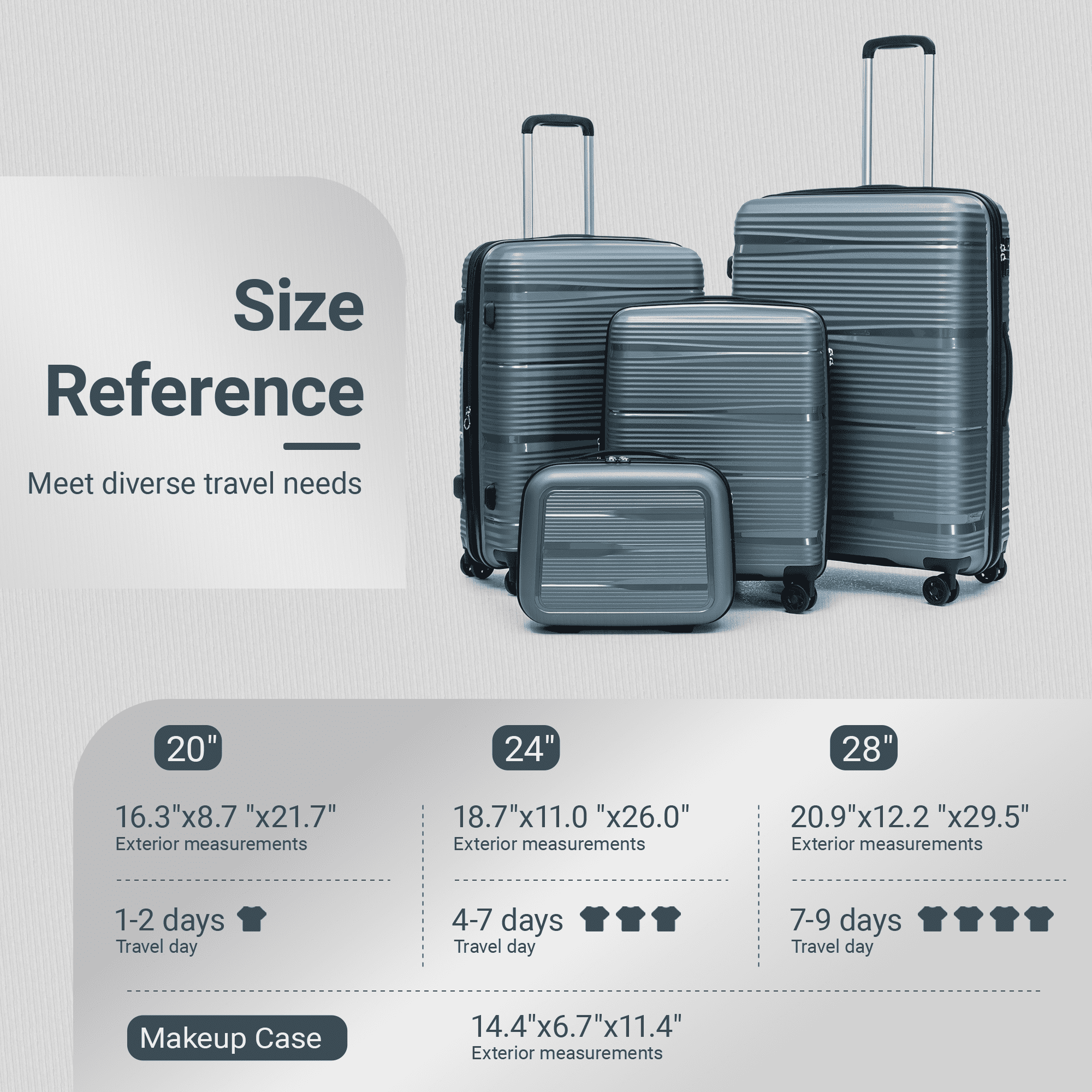 Rosamo 4-Piece Hardside Luggage Set, Expandable Rotating Luggage Compartment With TSA Lock, Lightweight Rolling Luggage Set