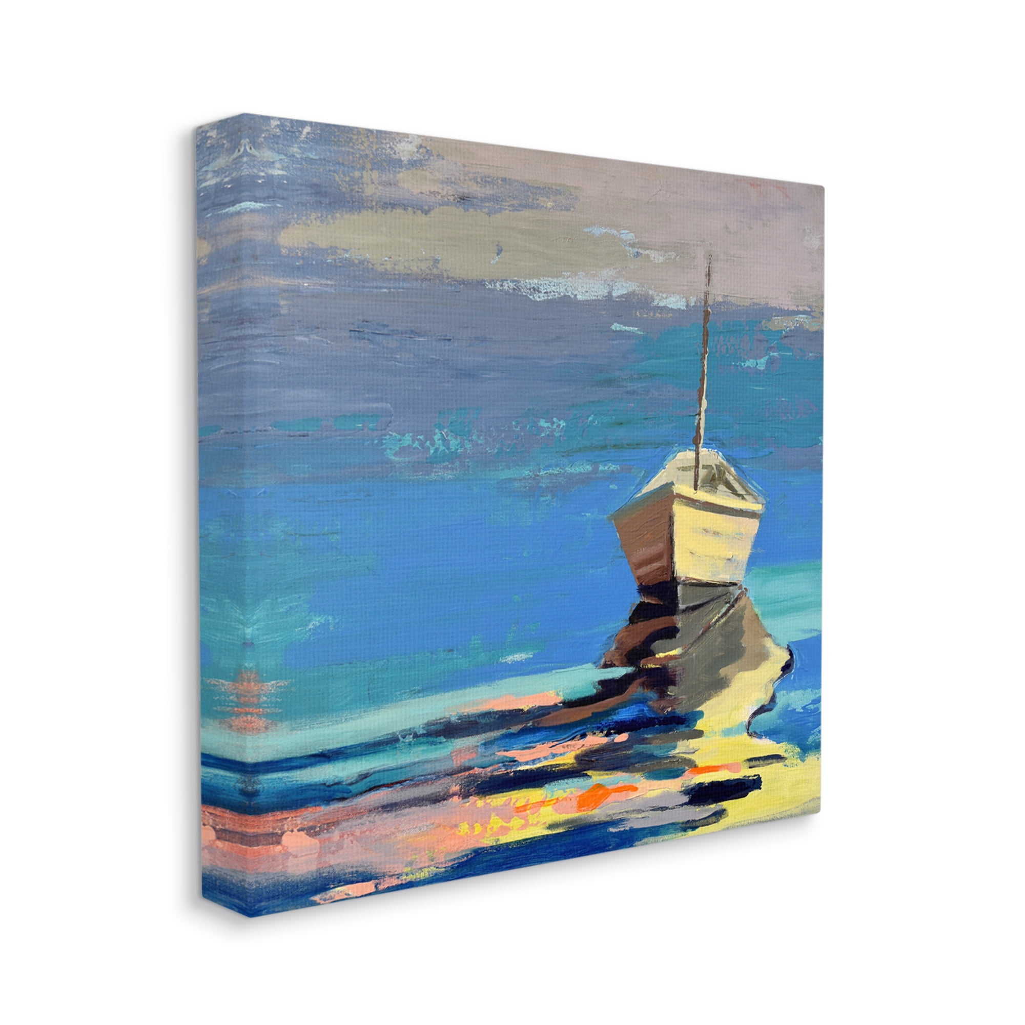 Stupell Industries Cozy Fishing Boat Impressionist Sunset Painting,36 x 36, Design by Beth A. Forst