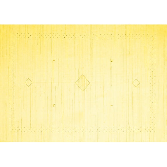 Ahgly Company Machine Washable Indoor Rectangle Solid Yellow Modern Area Rugs, 6' x 9'
