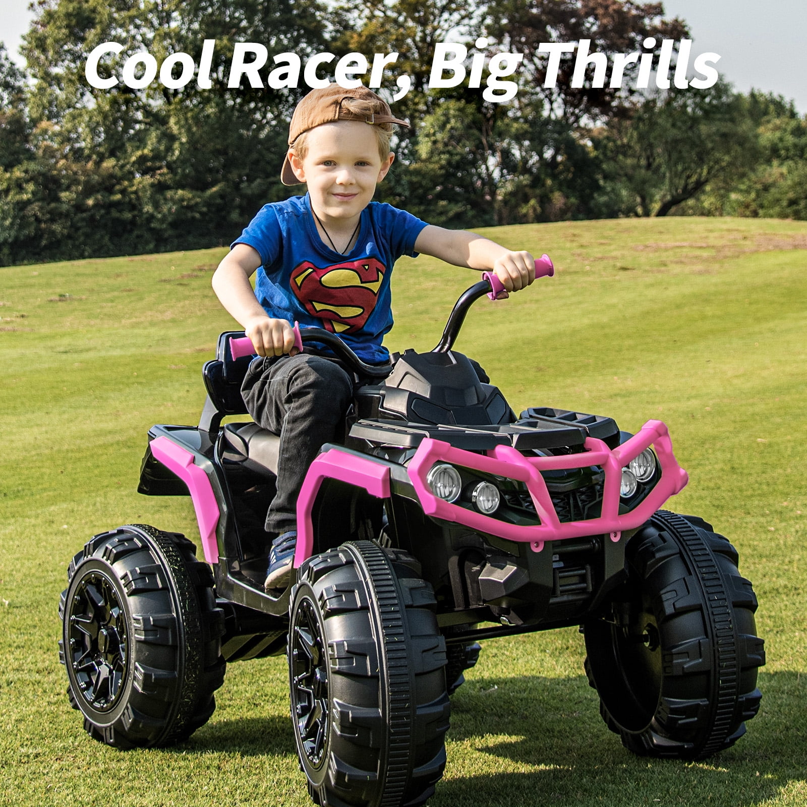 Hikiddo Kids ATV 4 Wheeler, 24V Kids Ride on Toy for Big Kid w/Bluetooth, 400W Motor - Pink