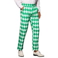 thumbnail image 5 of INSPIRE CHIC Argyle Printed Pants for Men's Regular Fit Flat Front Dress Trousers 28 Green White, 5 of 6
