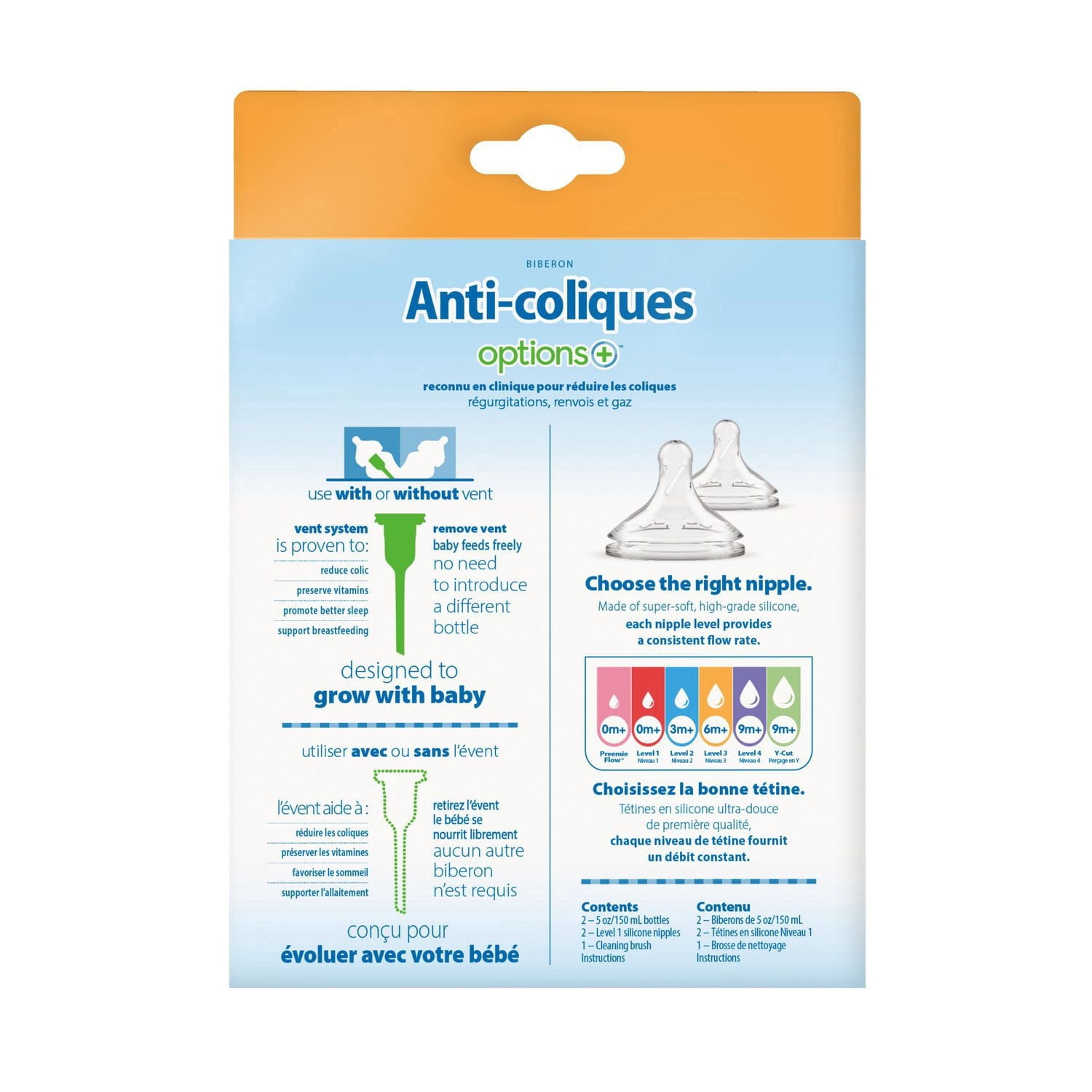 Dr. Brown's Natural Flow Anti-Colic Options+ Wide-Neck Baby Bottle Woodland Designs, 2x5oz Bottles
