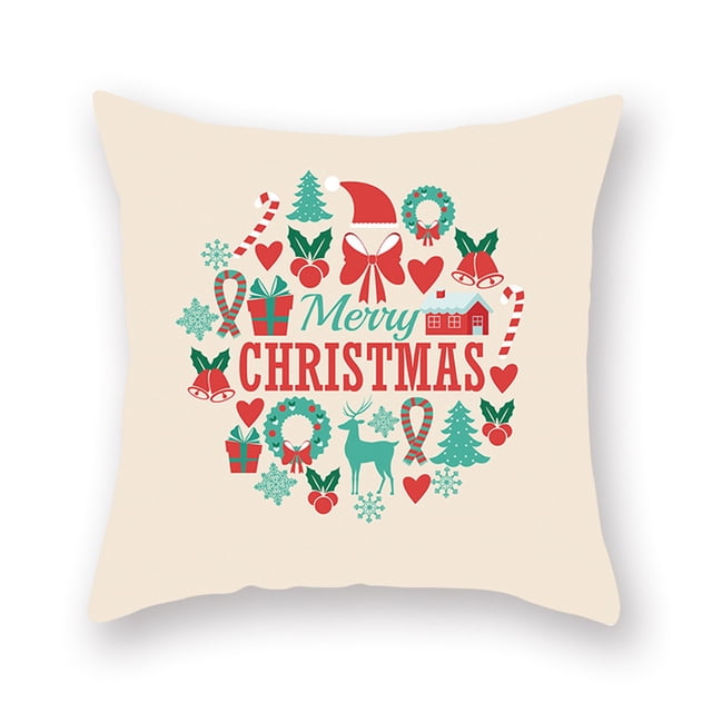 Moyic Funda de almohada de 2 piezas con estampado de elementos navideños, decoración de funda de almohada de poliéster lavable para sofá, funda de Kits de decoración para fiestas B-06712 Moyic HA007819-12