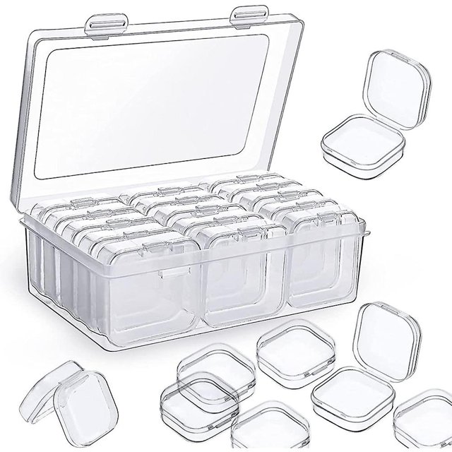Paquete de 13 cajas de cuentas de plástico, pequeñas con tapas, para coser, artículos sueltos Afortunado Sencillez