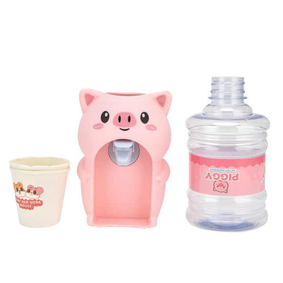 Mini Water Dispenser Cute Simulation Cartoon Kitchen Toy for Children Home Kitchen for Cold Beverages[Pink piglet]
