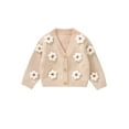 thumbnail image 2 of Yunliwuli Baby Girl Cardigan, Long Sleeve V Neck Button Closure Flower Winter Warm Knit Sweater Infant Clothes, 2 of 10
