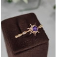 thumbnail image 2 of Silver & Stone Jewels Wedding Ring- 14k Yellow Gold Finish Princess Magic Sunflower Engagement Ring- Purple Ring- Gift For Her, 2 of 6