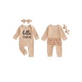 thumbnail image 2 of Spewahor Infant Baby Girl Fall Romper Letter Print Ribbed Long Sleeves Round Neck Full Length Jumpsuit with Headband, 2 of 9