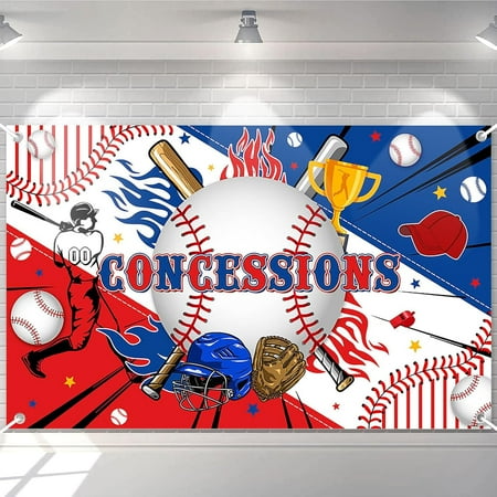 Baseball Party Decorations Banner for Boys Kids Teens Baseball Concessions Banner Baseball Sports Themed Holiday Party Supplies 70.8 x 47.2 Inch