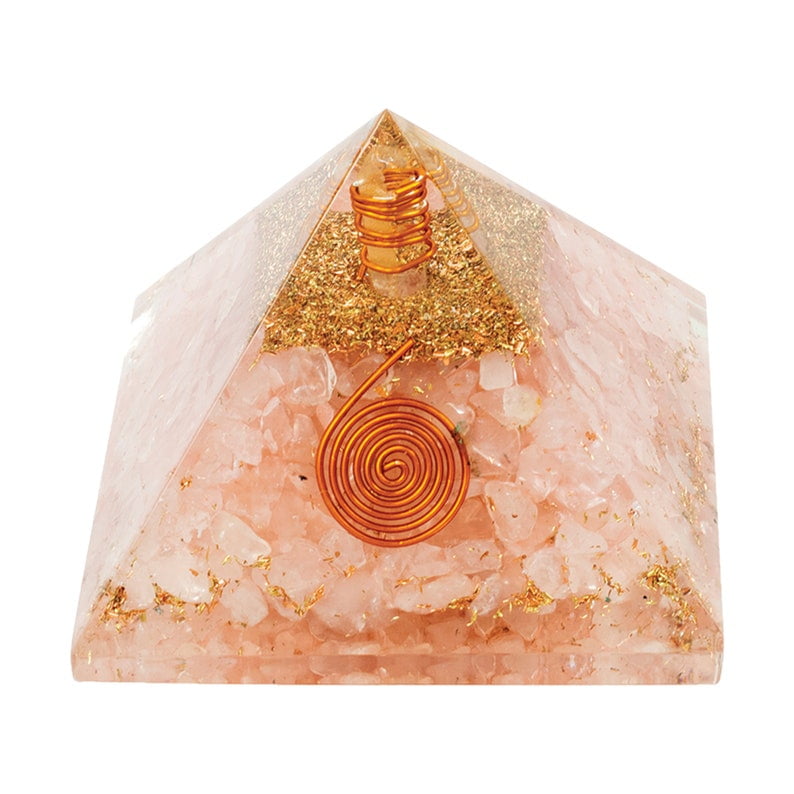 Orgone Pyramid Nephrite & Rose Quartz Healing Crystals Chakra Stones EMF Protection Reiki Meditation Pyramid for Positive Energy 