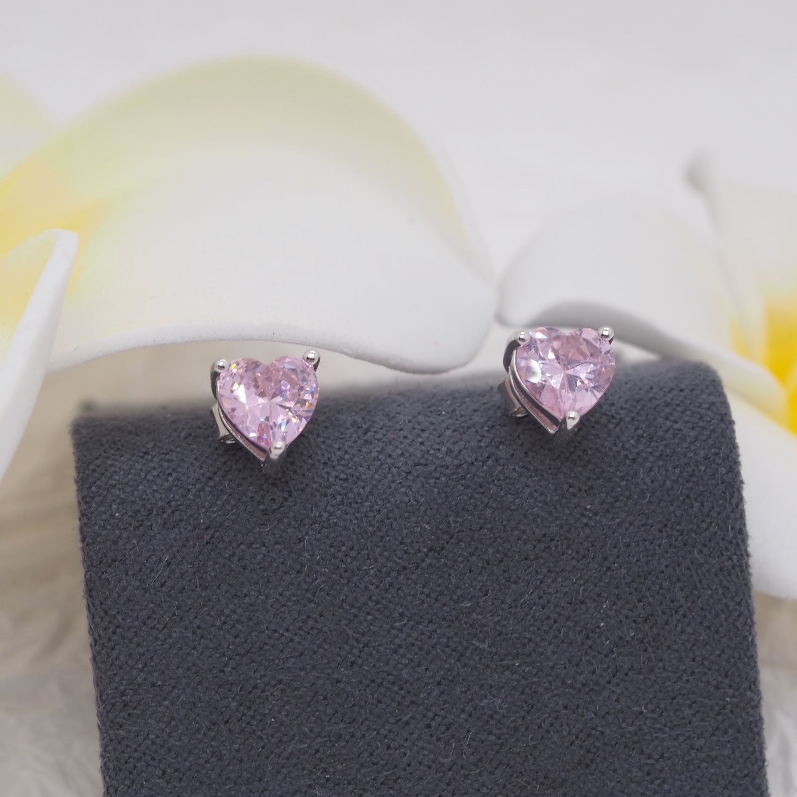Bellitia Jewelry 925 Sterling Silver October Birthstone Heart Stud Earrings for Women, Gemstone Earring with Pink Tourmaline Anniversary Birthday Jewellery Gift