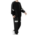 thumbnail image 3 of 2024 End-of-year Clearance! Men's Tracksuits 2 Piece Outfits Casual Colorblock Pullover Sweatshirts Jogging Pants Sweatsuits for Men Sportswear Suits - Black, 3 of 4