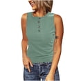 thumbnail image 1 of Pompotops Débardeurs Décontractés pour Femmes Sans Manches Boutons Amincissants Col Rond Uni Pull Blouse Hauts, 1 of 6