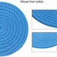 thumbnail image 4 of Triani 3Pcs Pot Holders Trivets Set 7 Inch Cotton Thread Weave Potholders and Trivets Potholders Large Coasters Hot Pads Hot Mats to Protect Desktop & Countertop(Blue), 4 of 7