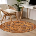 thumbnail image 4 of Small Round Rug 3Ft Washable Non-Slip, Boho Yellow Flowers Circle Area Rugs for Living Room Bedroom, Spring Abstract Watercolor Floral Leaf Indoor Floor Mats Carpet Runner for Home Decor, 4 of 8
