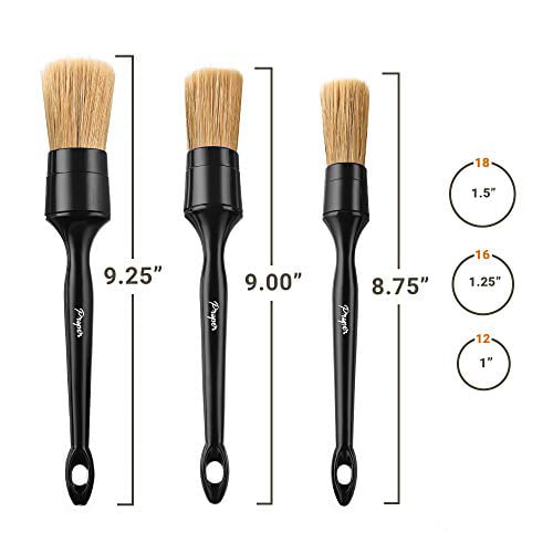 3 Pack Natural Boars Hair Detailing Brushes Engine Bay Motorcycle and Car Detailing Clean Interior or Exterior PROPER DETAILING CO Rims and Tires Leather Seats Premium Car Detailing Brush Set 