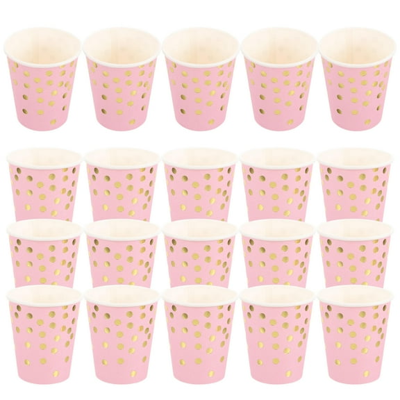 HEMOTON 20pcs Gold Stamping Dot Paper Cups Disposable Paper Cups Birthday Party Supplies
