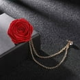 thumbnail image 6 of 2Pack Fashion Bridegroom Wedding Brooches Cloth Art Hand-Made Rose Flower Brooch Lapel Pin Badge Tassel Chain Men's Suit Accessories, Wine, 6 of 6