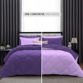 thumbnail image 3 of DNG Creations 5 Piece Reversible Diamond Pattern Comforter ( Lilac/Purple Colour ) 550 GSM All - Season 100% Egyptian Cotton, 800 TC - California King - Size, 3 of 7