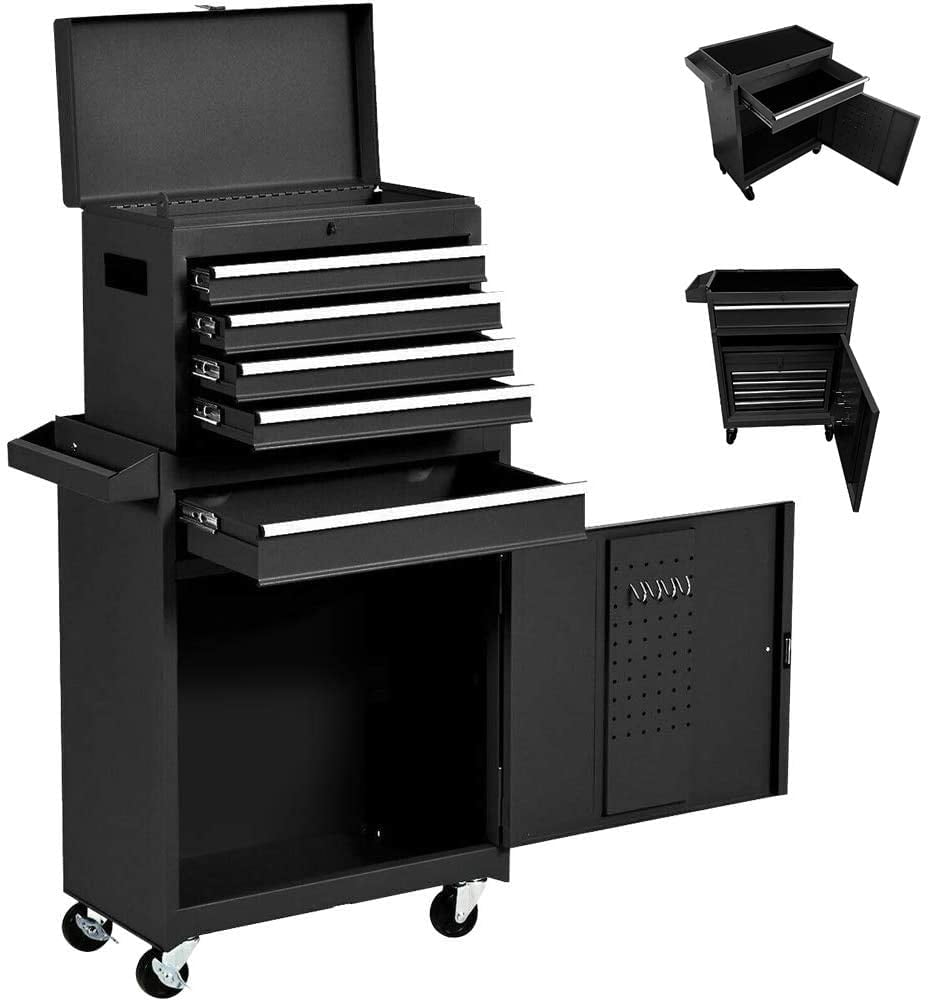 Odaof 5Drawer Tool Chest,Detachable Rolling Tool Storage Box,2 in 1