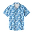 thumbnail image 5 of QHRMKOG Mens Hawaiian Shirt Loose Fit Print Short Sleeve Beach Shirts Light Tropical Holiday Button Down Hawaiian Shirt Summer Casual Shirts Blue M, 5 of 6
