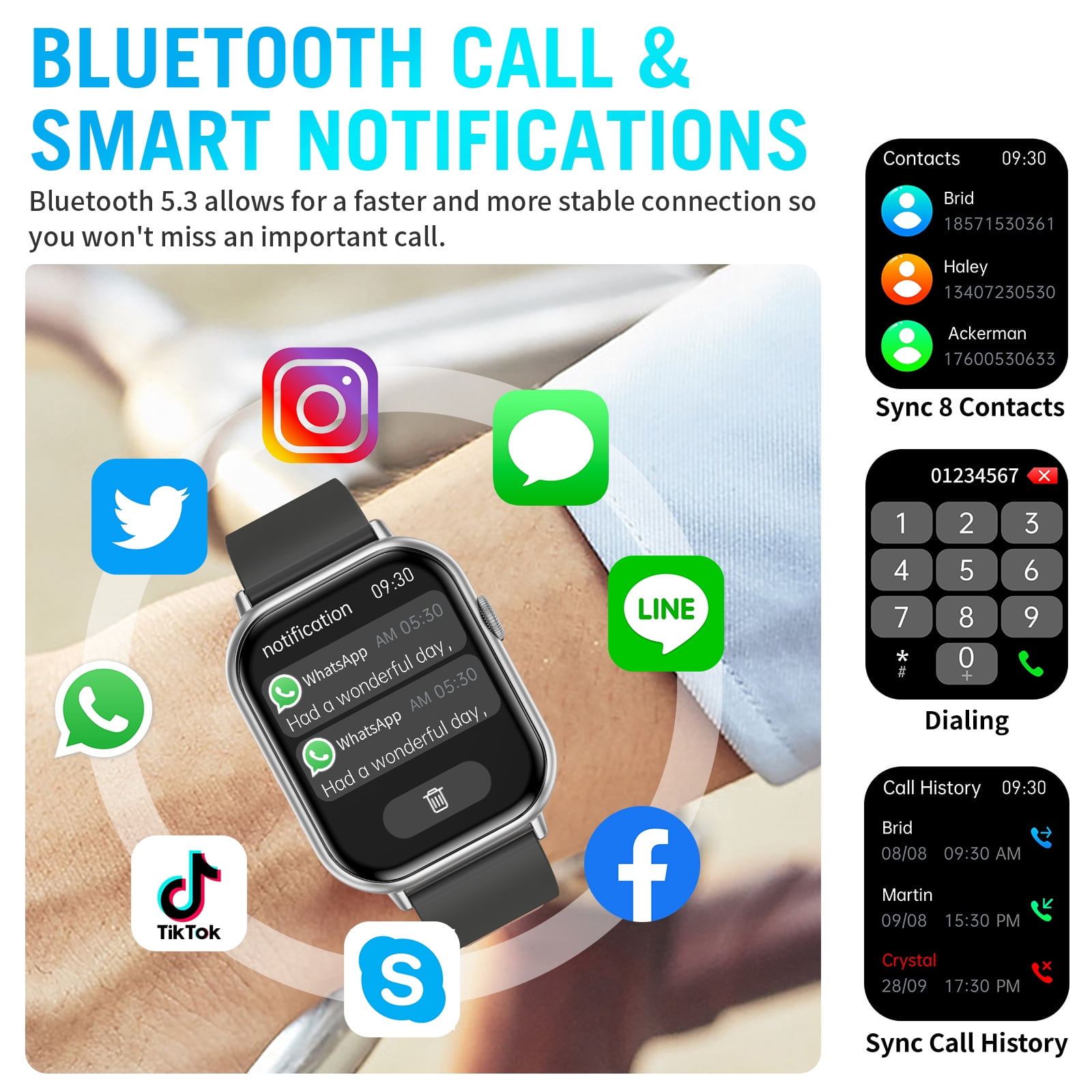 2026 NEW Smart Watch, 2.01'' HD Screen SmartWatch for Men Women , Answer/Make/Message, 100+ Sports Modes, IP67 Waterproof Compatible with Android and iPhone