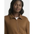 thumbnail image 4 of Time and Tru Women's Half Zip Fleece Sweatshirt, Sizes XS-XXXL, 4 of 5