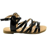 bebe Girls Big Kid Metallic Gladiator Sandal with Ankle Strap Open Toe Fashion Summer Bling Shoes