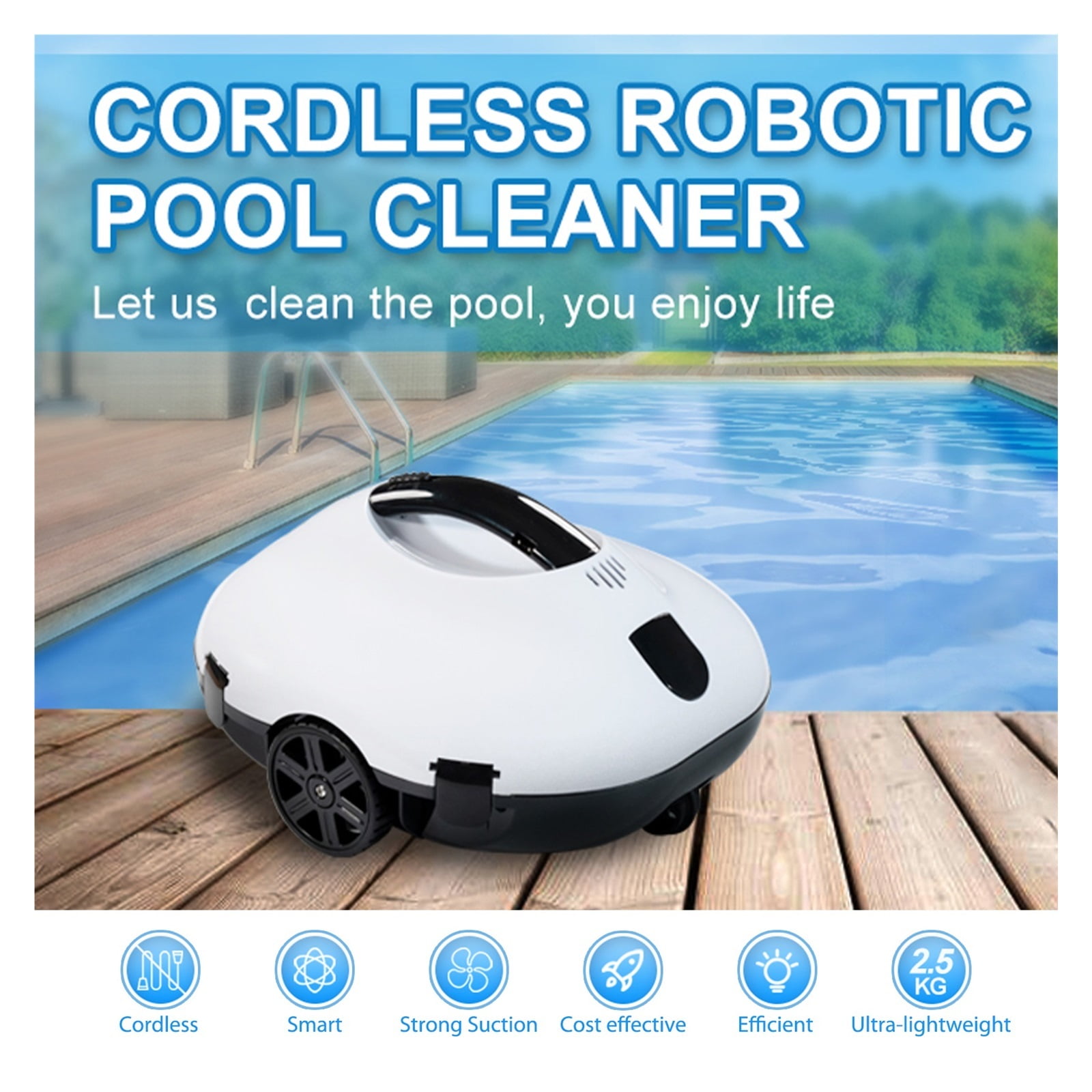Full Automatic Robotic Pool Cleaner Self-Parking Cordless Pool Vacuum Cleaner Robot