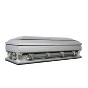 Overnight Caskets Frank Oversized Funeral Casket Silver with White Velvet Interior, 27.5 Wide - Premium 18 Gauge Steel