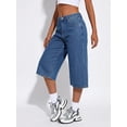 thumbnail image 4 of EMMIOL Women's High Waisted Baggy Denim Bermuda Shorts - Y2K Wide Leg Casual Trendy Streetwear Summer Shorts, 4 of 6