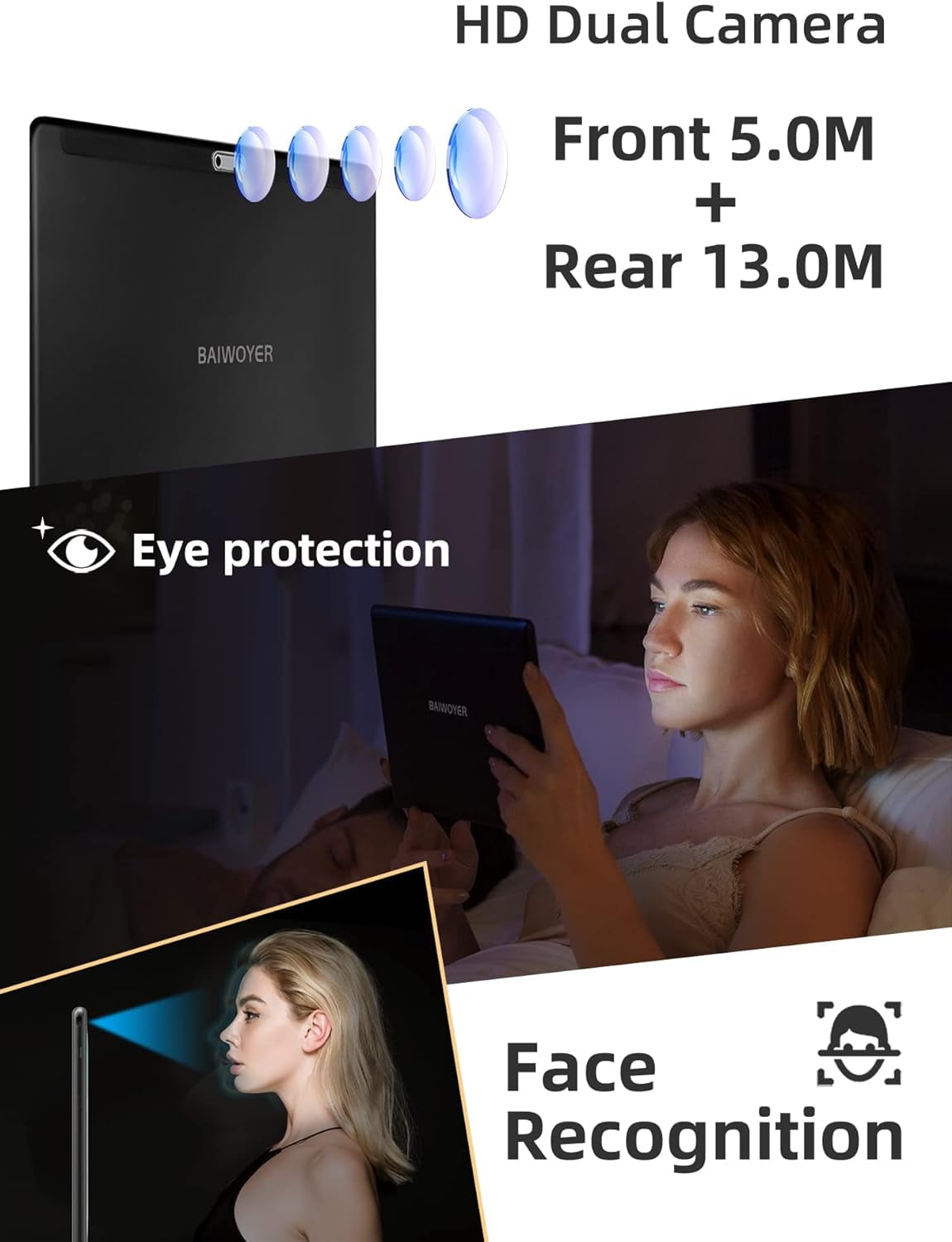 10.1 inch Tablet Android 11 Tablets PC 64GB Storage Octa-Core Processor, Dual 13MP + 5MP Camera, WiFi, Bluetooth, GPS, 512GB Expand Support, IPS Full HD Display - Black