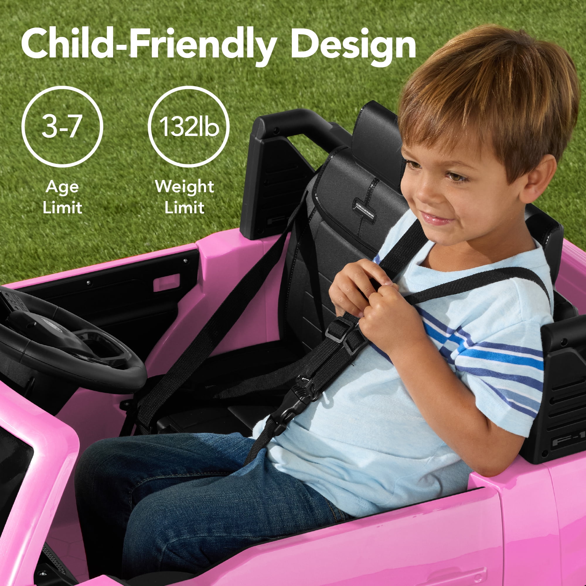 Best Choice Products Kids 24V Ride On Truck Officially Licensed Ford Lightning w/ Remote, LED Lights, 2 Speeds - Pink
