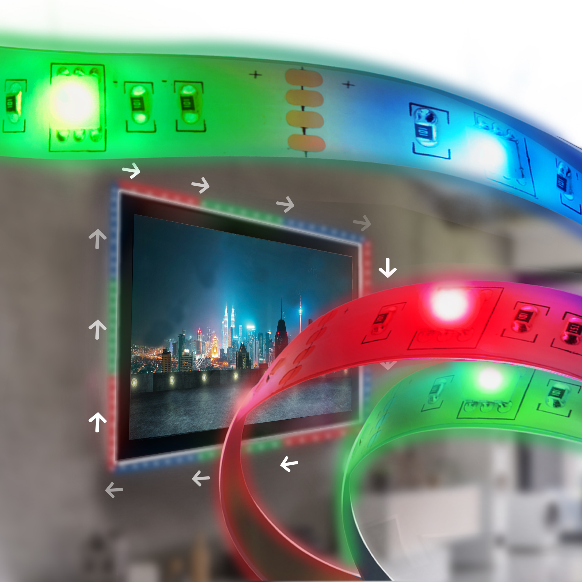 Xtreme Lit 3.2ft RGB Color-Changing Flow LED Strip Lights, Flashing Modes, Device Backlighting, Indoor