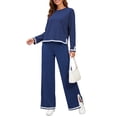 thumbnail image 4 of UVN Outfits Sets for Women Casual 2 Piece Lounge Sets Fall Long Sleeve Tops and Wide Leg Pants Tracksuits Pajamas Sets with Pockets, 4 of 11