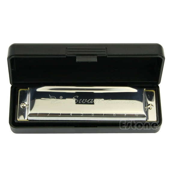Apooke New Swan Harmonica 10 Hole for Key of C for Blues Rock Jazz Folk Harmonicas Silv