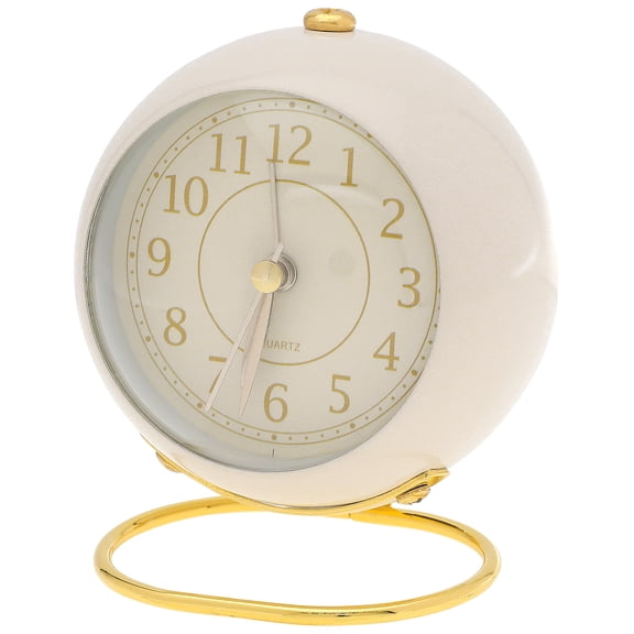 REGALWOVEN Planet Design Desk Alarm Clock Minimalist Metal Frame, Non-Tick, Perfect for Study/Office White 4.1"L x 2.5"W x 3.5"H